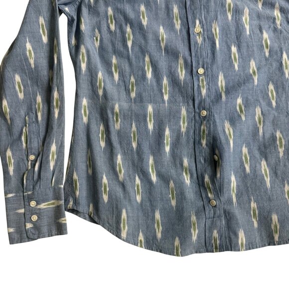 J. Crew women button down shirt sz 6/small abstract blue long sleeve 100% cotton - Picture 13 of 14
